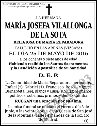 María Josefa Vilallonga de la Sota